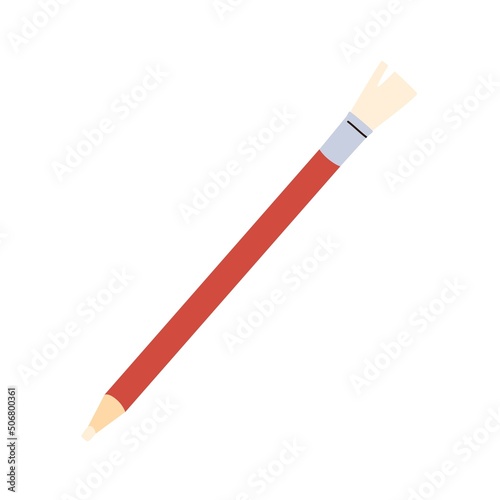Eraser pencil with brush. Ersing tool with hard rubber pen tip and bristle fo...