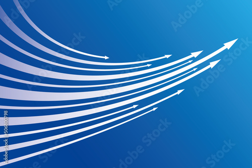 Wallpaper Mural 青のグラデーションバックに白の右上向きのカーブした矢印のイラスト Torontodigital.ca