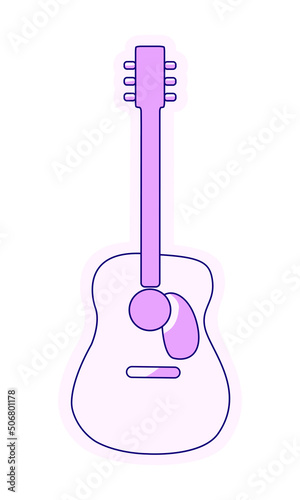 Classical acoustic guitar semi flat color vector element. Full sized object on white. Guitarist. Musical instrument simple cartoon style illustration for web graphic design and animation