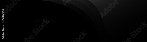 Abstract black curve overlap layer background. Modern luxury dark horizontal banner template design. Minimalist black texture. Suit for cover, website, banner, poster, header, brochure, presentation