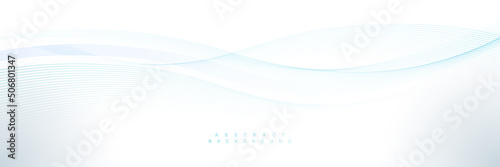 Abstract blue flowing wave lines on white background. Modern colorful smooth wavy lines design element. Transparent wave lines. Suit for poster, cover, website, banner, presentation, brochure