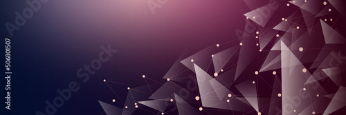 Abstract polygonal space background with connecting dots and lines. Modern dark purple gradient banner design. Futuristic digital technology concept. Vector illustration