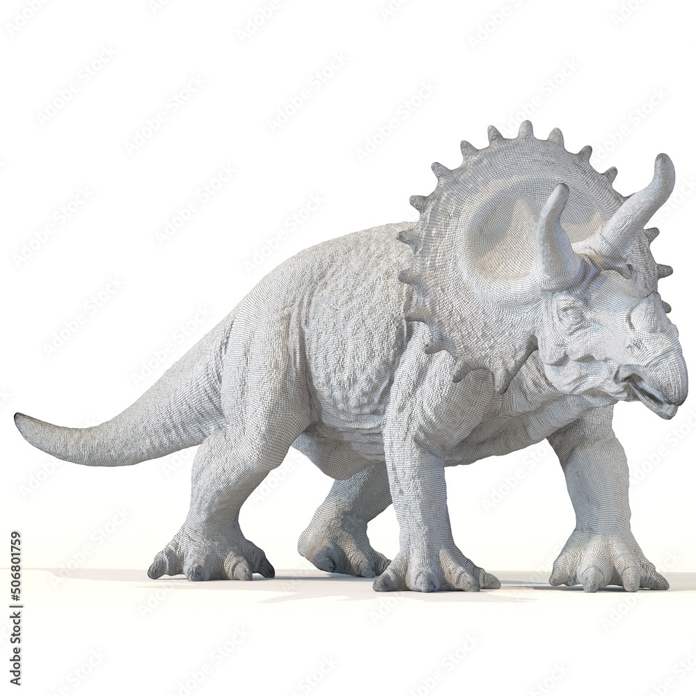 Fototapeta premium triceratops dinosaur on white rendering 3d rendering