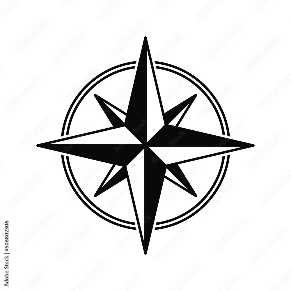Compass icon in flat design. vector illustration Compass icon in flat design. vector illustration