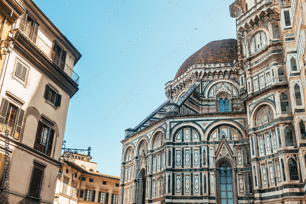 views of santa maria del fiore cathedral in florence, italy	