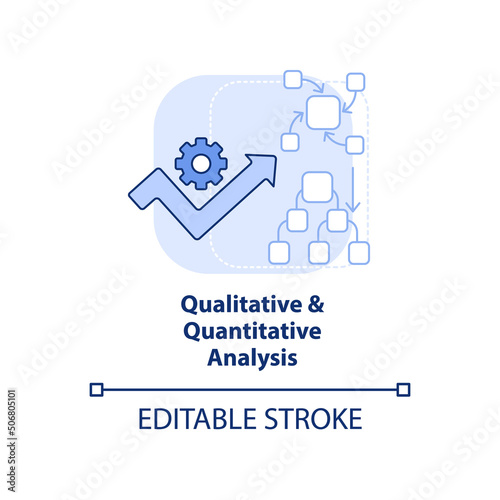 Qualitative and quantitative analysis light blue concept icon. Risk management abstract idea thin line illustration. Isolated outline drawing. Editable stroke. Arial, Myriad Pro-Bold fonts used