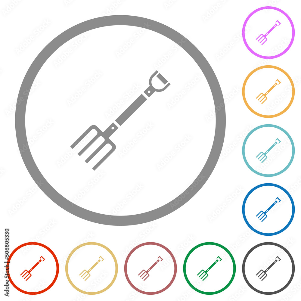 Pitchfork flat icons with outlines Pitchfork flat icons with outlines