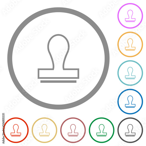 Stamp outline flat icons with outlines