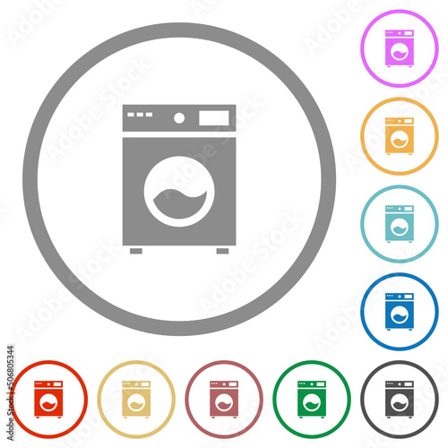 Washing machine flat icons with outlines