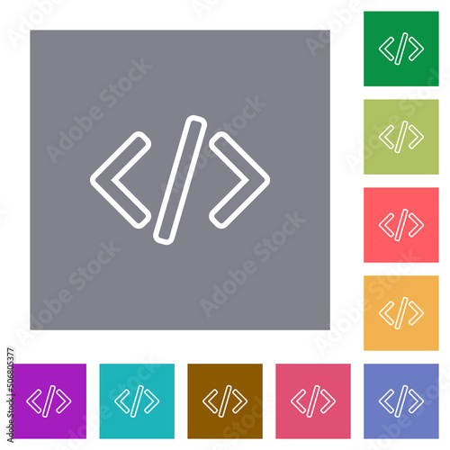 Script code square flat icons