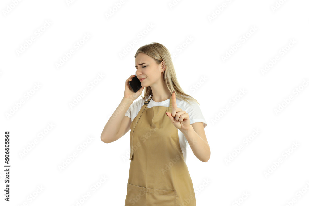 Concept of occupation, waiter isolated on white background Concept of occupation, waiter isolated on white background