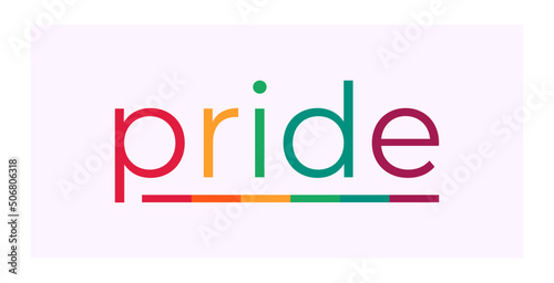 Pride text with LGBT rainbow colors. LGBT pride banner