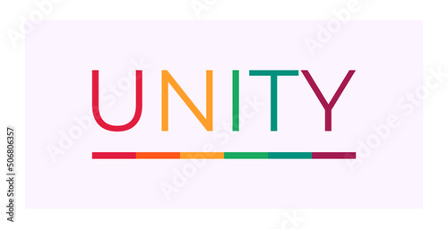 Unity text with LGBT rainbow colors. LGBT pride banner