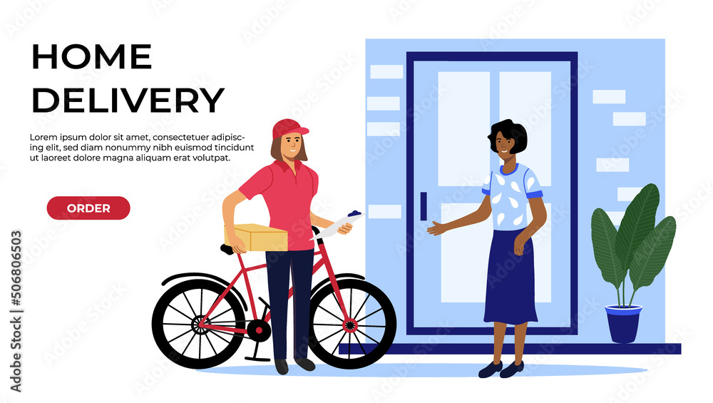 Stock vector hand drawn flat illustration mail delivery service web page concept