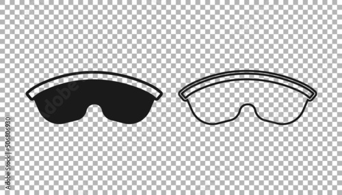Black Safety goggle glasses icon isolated on transparent background. Vector