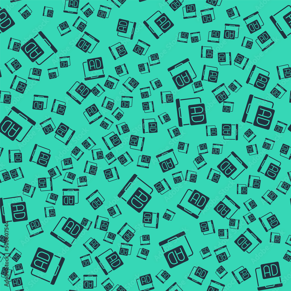 Black Advertising icon isolated seamless pattern on green background. Concept of marketing and promotion process. Responsive ads. Social media advertising. Vector Black Advertising icon isolated seamless pattern on green background. Concept of marketing and promotion process. Responsive ads. Social media advertising. Vector