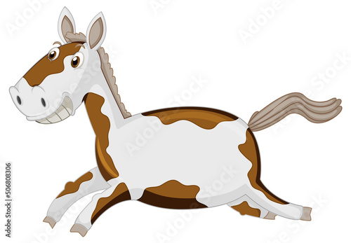 Running horse cartoon on white background