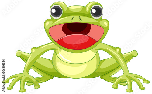 Cute green frog cartoon character