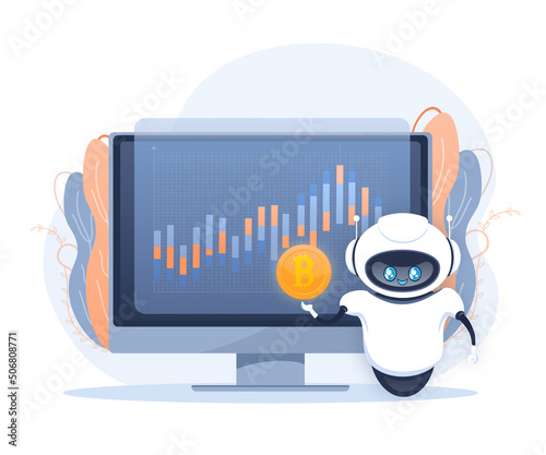 Trading bot. Stock trading concept. Artificial intelligence. Abstract background