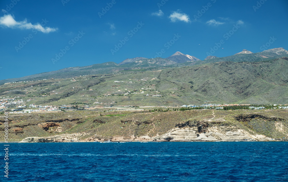 View on Tenerife island from ocean.