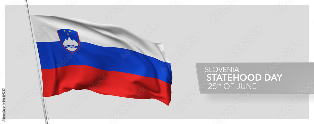 Slovenia happy statehood day greeting card, banner vector illustration