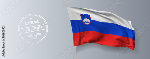 Free Download Slovenia statehood day greeting card, banner with template text vector illustration - GFXLoad