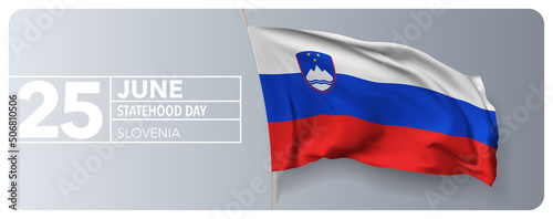 Slovenia happy statehood day greeting card  banner vector illustration