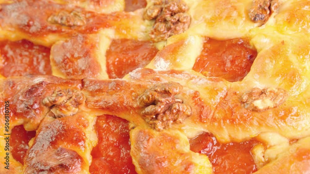 Pie with jam. Delicious, fresh cake with apricot jam Pie with jam. Delicious, fresh cake with apricot jam