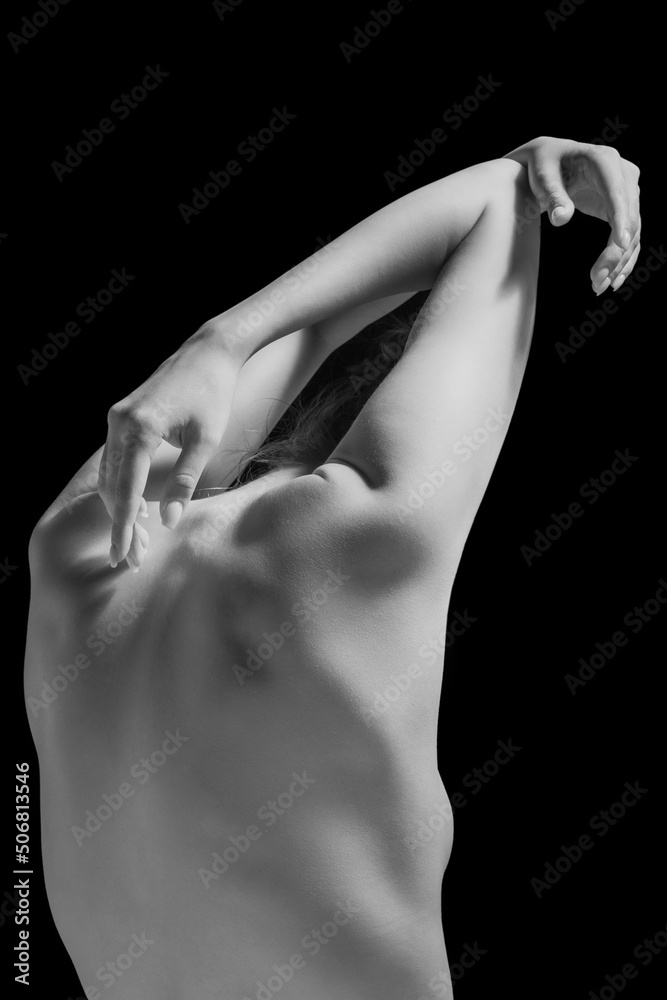 Naklejka premium Creative portrait of beautiful woman with well-kept skin. Natural beauty, fitness, diet, spa, plastic surgery and aesthetic cosmetology