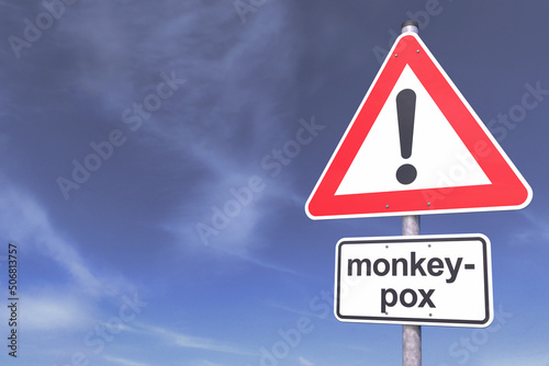 3d rendering of a traffic sign with the message monkeypox