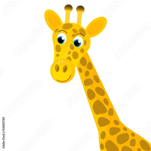 Canvas Print cartoon scene with giraffe on white background