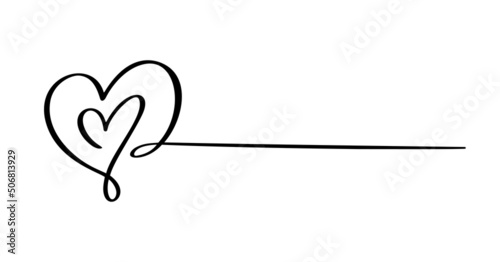 Love icon vector doodle two hearts and line for text. Hand drawn valentine day logo. Decor for greeting card, wedding, tag, photo overlay, t-shirt print, flyer, poster design