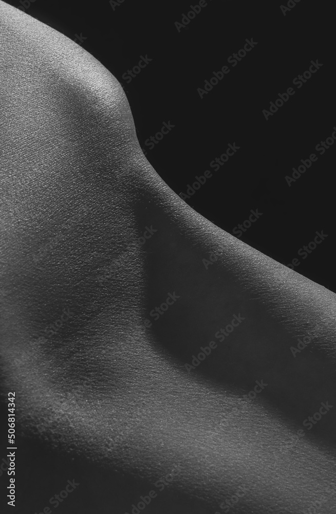 Detailed texture of human female skin. Close up part of woman's body ...