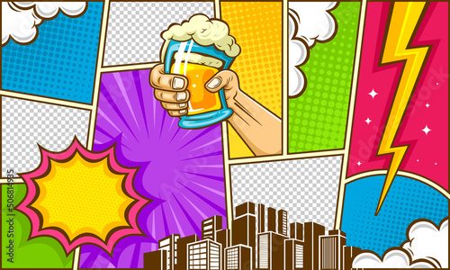 Colorful comic cartoon page background