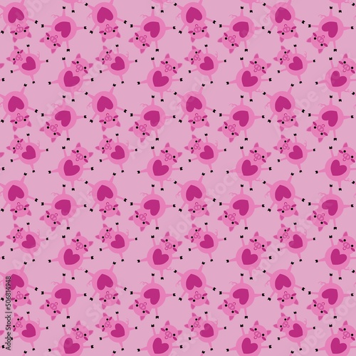 Kids seamless cartoon pigs pattern for fabrics and packaging and gifts and cards and linens and wrapping paper
