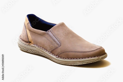 Men's fashionable leather shoe on a white background