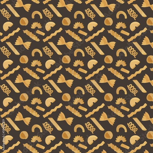 seamless pasta pattern. different types of macaroni