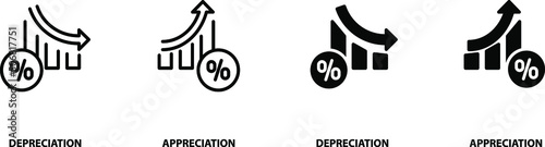Depreciation and appreciation icon