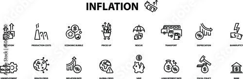 Inflation and economic crisis icons 