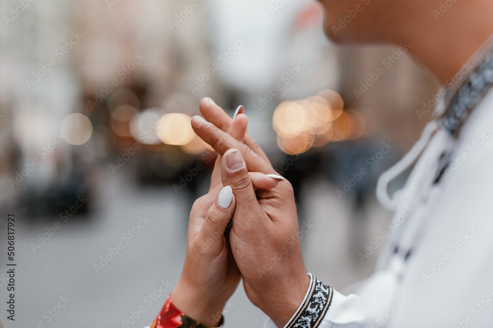 Fototapeta premium person praying at the church