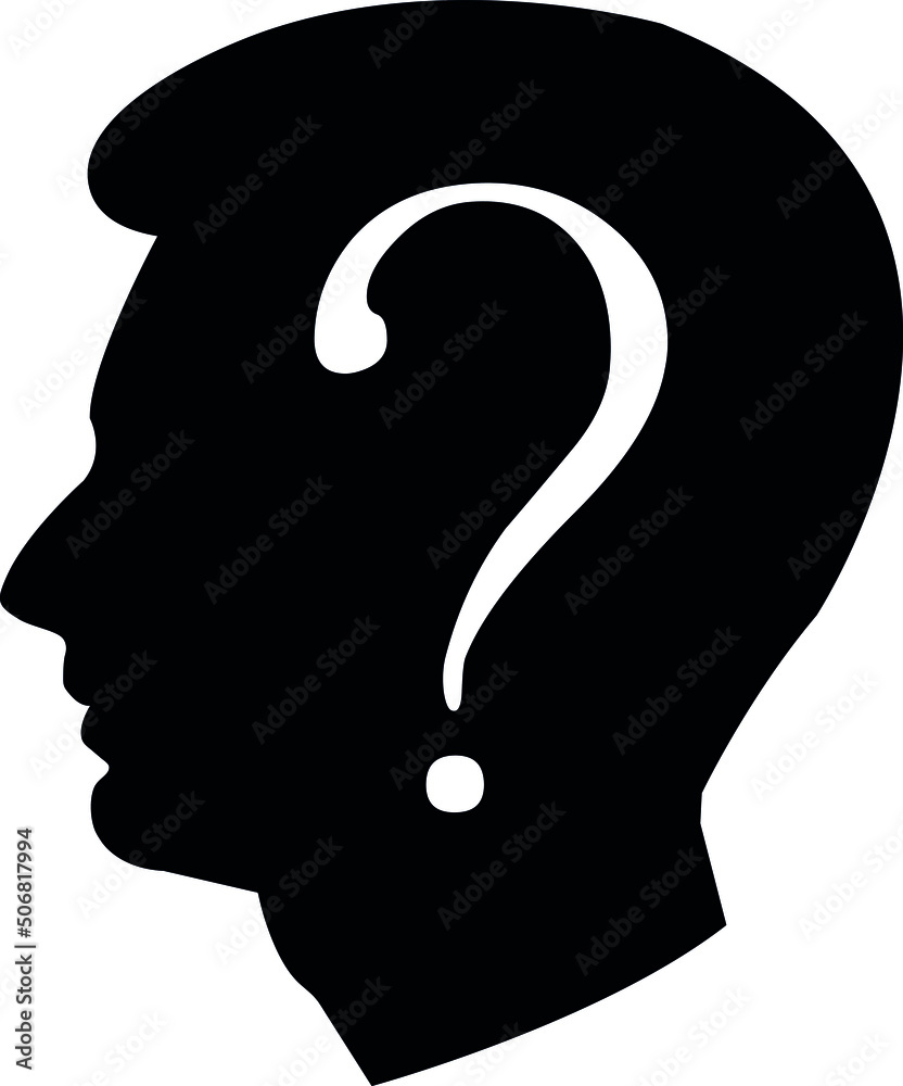 Human face with question mark. Illustration on white Human face with question mark. Illustration on white