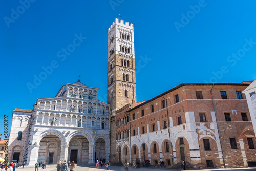 Lucca, Italy, 18 April 2022: View of Lucca Cathedral