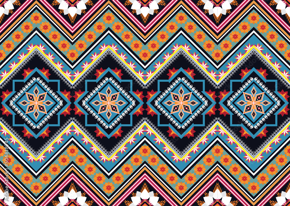 Ethnic abstract geometric flower pattern Design for background, carpet, clothing, wrapping, fabric, cover, textile Ethnic abstract geometric flower pattern Design for background, carpet, clothing, wrapping, fabric, cover, textile