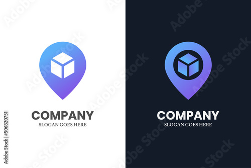 pin delivery location logo design, package sign vector symbol icon design, shop order delivery location pin, tracking box, receive postal parcel, pick up point icon