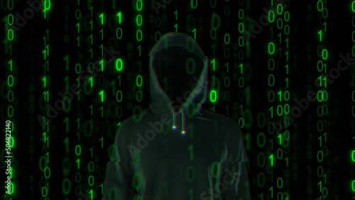 Computer network hacker with binary code  © Cinefootage Visuals