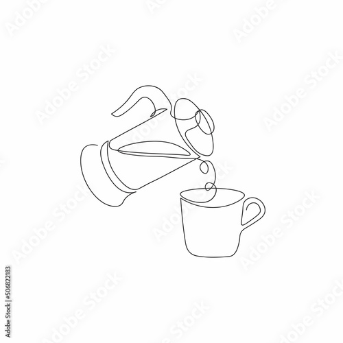 Coffee single line illustration. Nude one-line art.  Black lines