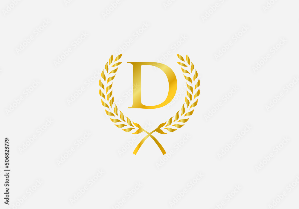 luxury and laurel wreath logo design design vector with letter and alphabet D luxury and laurel wreath logo design design vector with letter and alphabet D