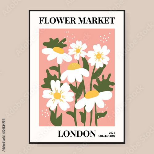 Billede på lærred Flower market poster