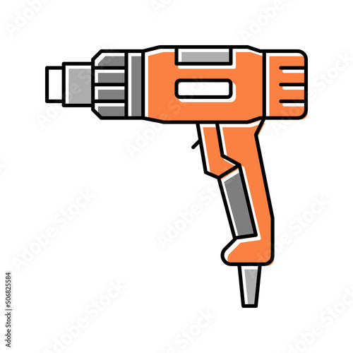 heat gun tool color icon vector illustration