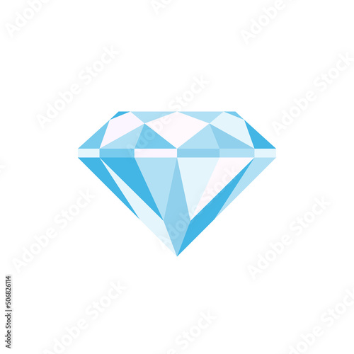Abstract diamond side view icon. Flat style vector illustration